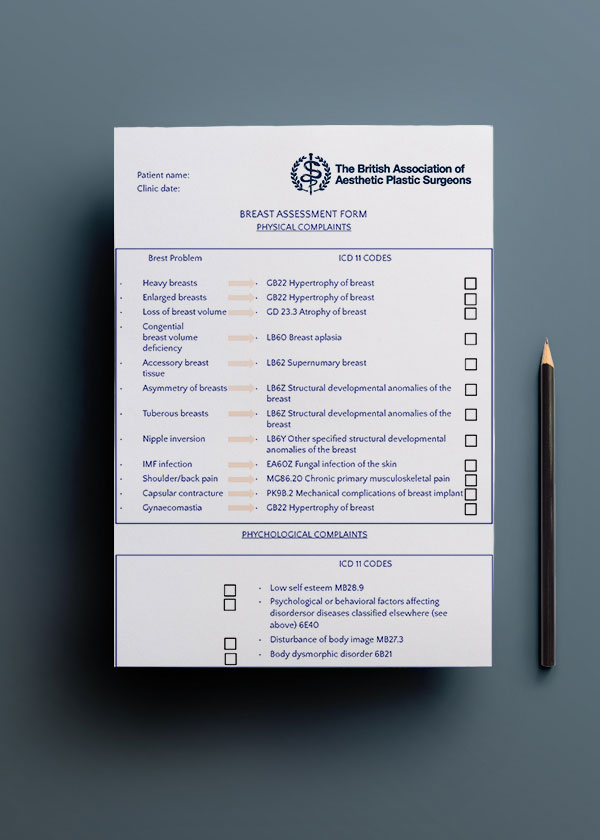 HR Plastic Surgery - BAAPS breast assessment form